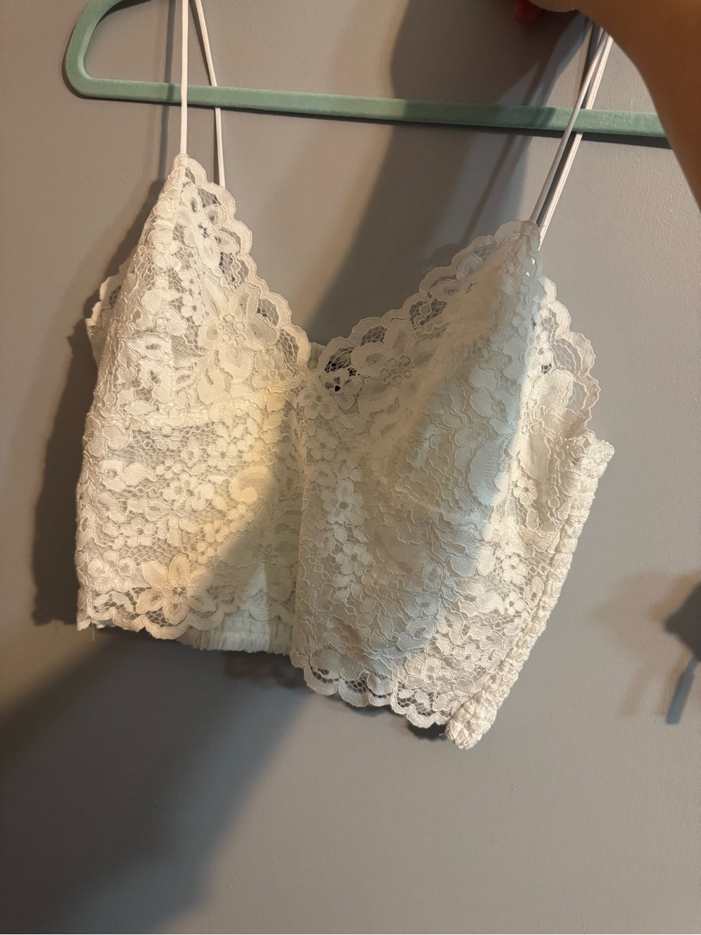Express White Lace Bralette Bandeau with Thin Straps